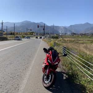 r31長野大町線起点付近での北アルプス展望