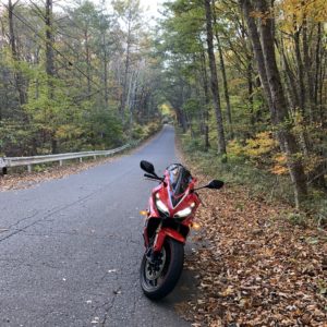 御岳ブルーラインの真っすぐな林間エリアwithCBR650R