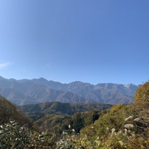 白沢洞門からの北アルプスの雄大な眺望