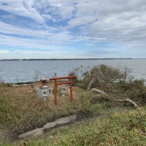 赤の鳥居が存在感。大須賀津水神宮