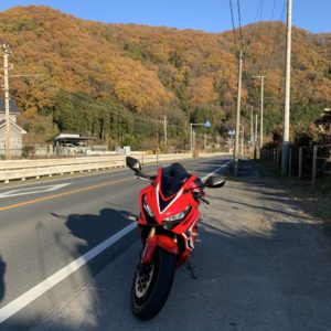 冬の秩父の秋深い紅葉風景withCBR650R