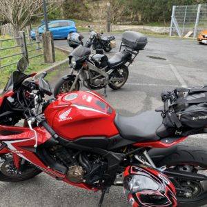 外房勝浦の八幡岬公園駐車場にてwith CBR650R