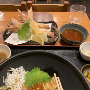 江の島「海鮮料理天海」の車海老の天ぷら