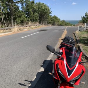 ひたち海浜公園・海浜口手前より海を見下ろすwith CBR650R