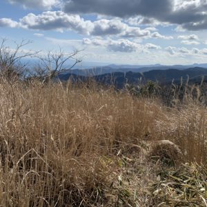 滝知山駐車場・電波塔に麓から伊豆半島の山並みを眺める
