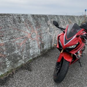 房総フラワーラインのアートな防波堤にてwith CBR650R②