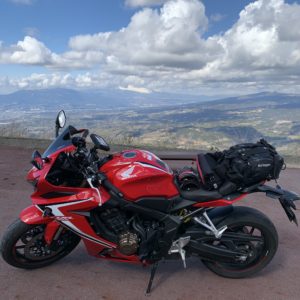 伊豆スカイライン・西丹那駐車場の壮観な風景with CBR650R