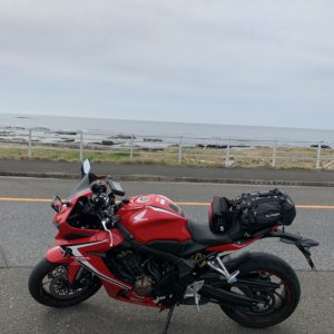房総フラワーラインの海風景with CBR650R