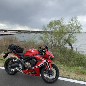 北浦レイクサイドラインから新神宮橋を望むwith CBR650R