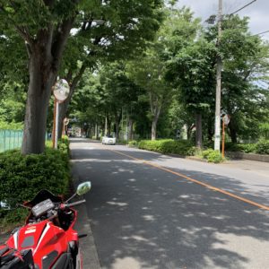 朝霞税務署前の並木道with CBR650R