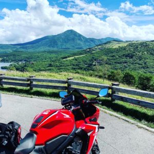 ビーナスライン白樺湖展望台にてwith CBR650R