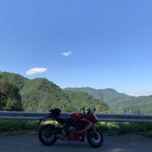 大町市鷹狩山展望台からの帰りロード風景with CBR650R