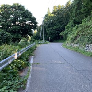 大町市鷹狩山展望台からの帰りロード風景