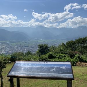大町市鷹狩山展望台にて北アルプス絶景を望む②