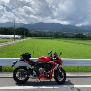 伊那谷r18から中央アルプスの眺めwith CBR650R