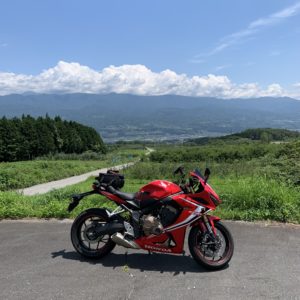 ハーモニックロードから南アルプスを望むwith CBR650R