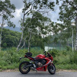 志賀草津道路・琵琶池エリアの白樺ロードにてwith CBR650R②