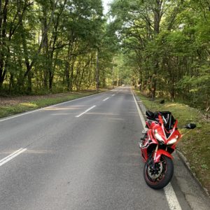 鬼押しハイウェーの林間コースにてwith CBR650R
