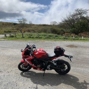 高ボッチ高原北アルプス展望台広場から天下の回復した風景with CBR650R②