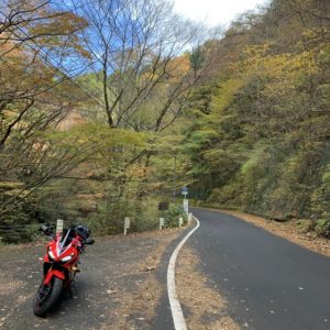 花園渓谷を走る秋色ゴールデンルートr27にてwith CBR650R⑤
