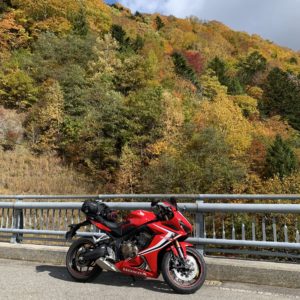 北アルプス大橋の東側風景with CBR650R