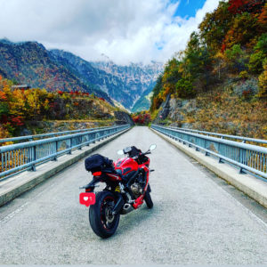 北アルプス大橋からの北アルプスの眺めwith CBR650R