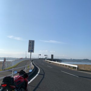 利根かもめ大橋を渡る直前の風景with CBR650R