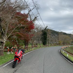 三島湖近くの秋から冬への移ろい風景にてwith CBR650R