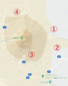 富士山五合目を目指すルートマップ