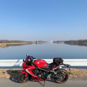権現堂公園・行幸湖の眺めwith CBR650R