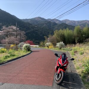 東秩父の山間部に入っていくr172のちょっとカラフルな風景with CBR650R