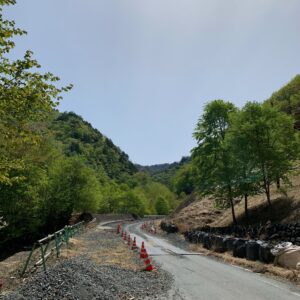 上野ダムに向かう道でのダートエリアの風景