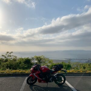 渥美半島・蔵王山展望台の三河湾の眺めwith CBR650R