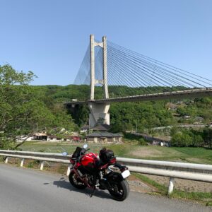 秩父公園橋の近い高台からの眺めwith CBR650R