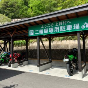 道の駅上野の屋根付き駐輪場にてwith CBR650R