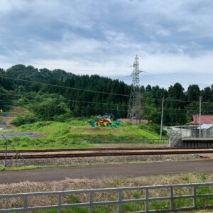 道の駅まつだい ふるさと会館のアートなオブジェ