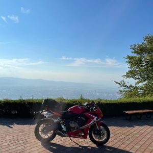 西蔵王公園・展望広場から山形市内を眺めるwith CBR650R