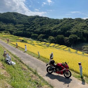 上田市・稲倉の棚田の案山子ロードにてwith CBR650R③