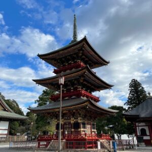 成田山新勝寺の綺麗な紅の三重塔