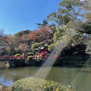 三嶋大社の境内風景「庭園と池」