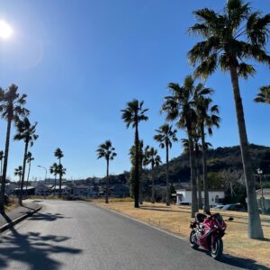 トロピカルな雰囲気のフィッシャリーナ鴨川にてwith CBR650R