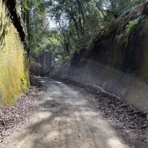 柿木台第二トンネルを超えた悪路風景にて