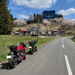 福島・石川広域農道沿いに咲く桜たちwith CBR650R&ninja650