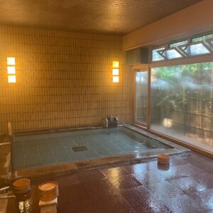 下呂温泉「水鳳園」さんのこじんまりながら落ち着いた雰囲気の内湯の風景