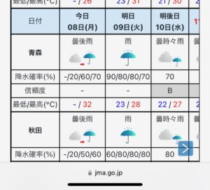 気象庁サイトの「雨」の天気予報