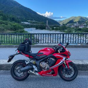 三留野大橋から木曽川の眺めwith CBR650R
