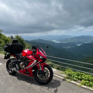 西吾妻スカイバレーから桧原湖の眺めwith CBR650R