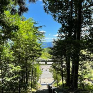 大山白山神社の石段を登って振り返った風景