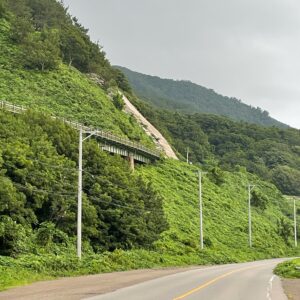 R101と並走するJR五能線の線路