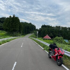広域農道コスモスラインを走る CBR650R